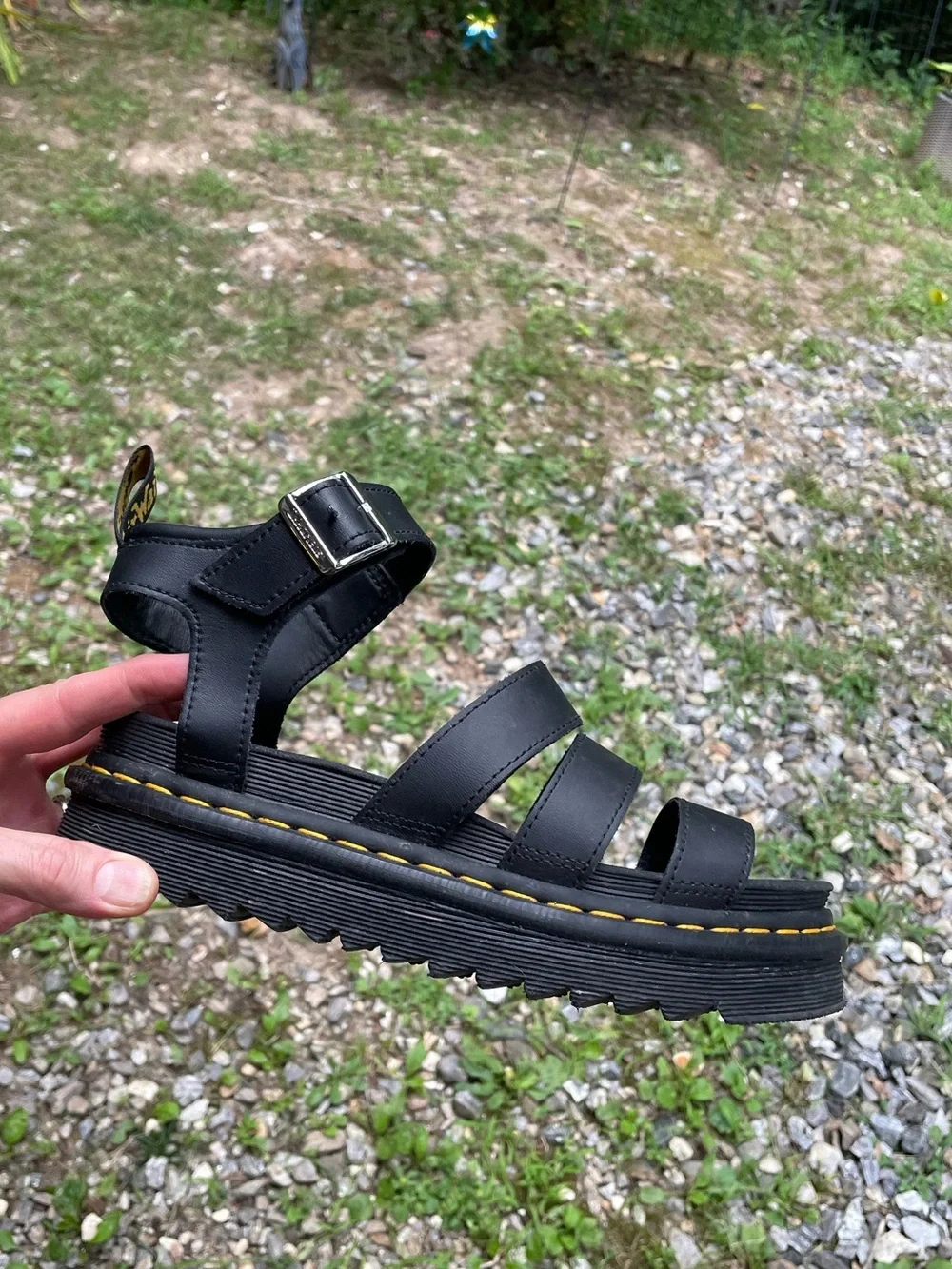 Dr Martens Blaire Platform Black Sandals Size 8